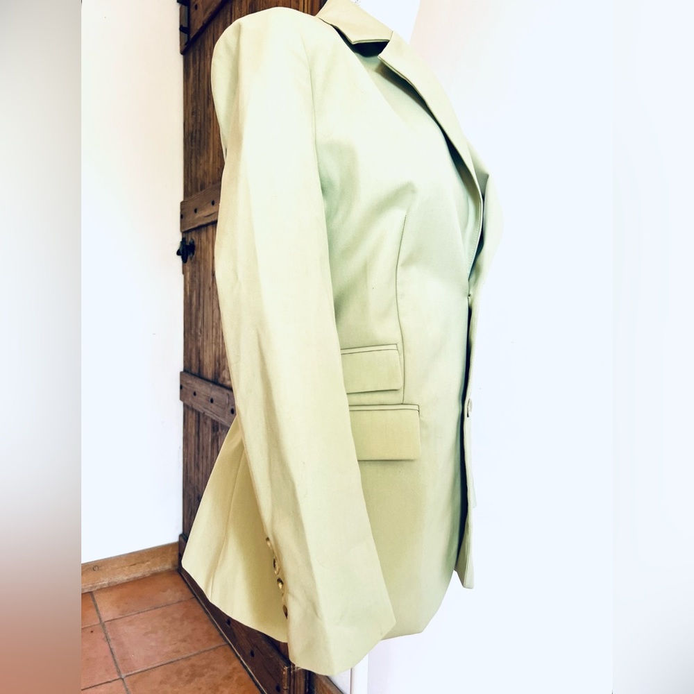 Fitted Pale Olive Blazer by Catwalk Connection.